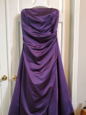 David's Bridal Size 26 Strapless Satin Gown in Deep Purple